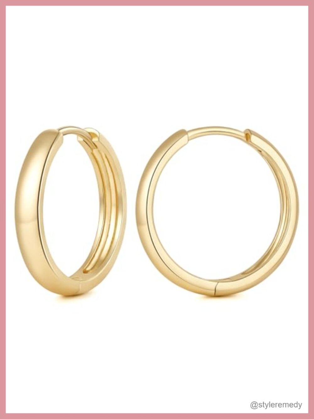 14K Gold Plated Hoop Earrings Minimalist Huggie Hypoallergenic Everyday